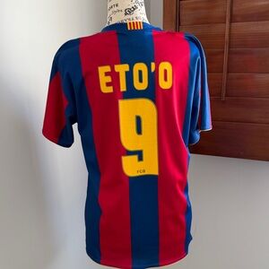 Nike Red and Blue Striped Soccer Jersey